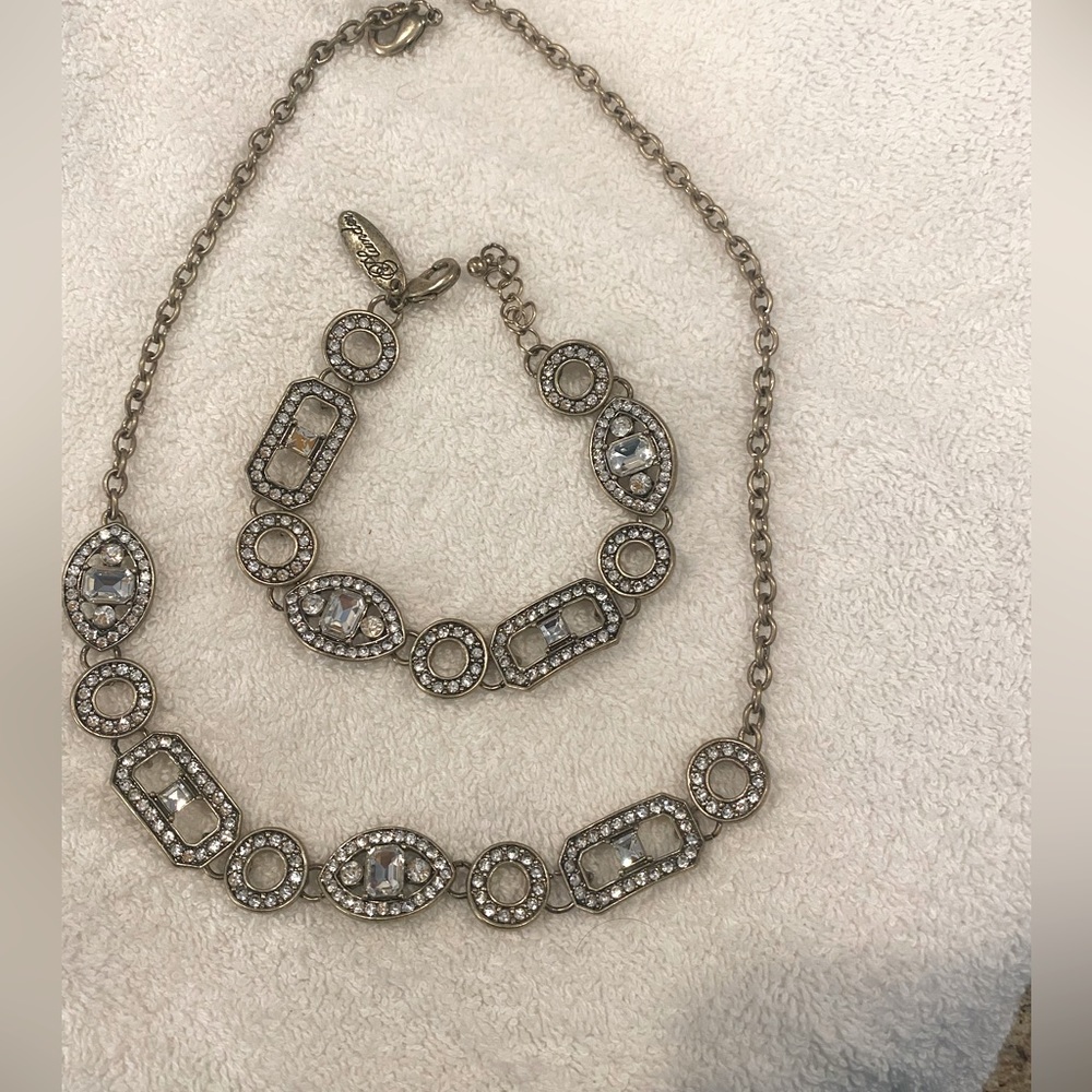 Plunder necklace and matching bracelet faux diamonds
